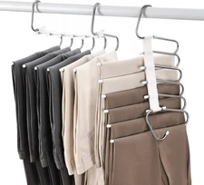 Upgraded Collapsible Pants Hangers Space Saving, 6 Layers Clothes Rack, Stainles