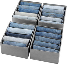 Jeans Drawer Organizers for Clothing, 5 Compartment Wardrobe Storage Box, Washab
