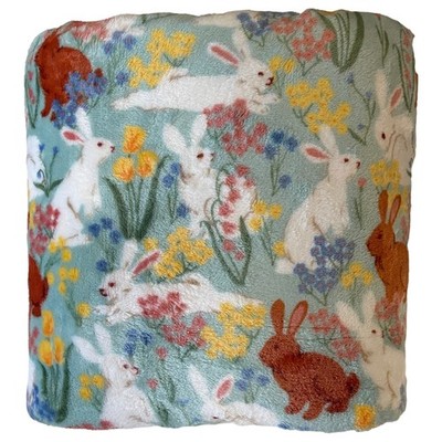 The Big One Oversized Plush Bunny Rabbits & Flowers Throw Blanket - 5ft x 6ft