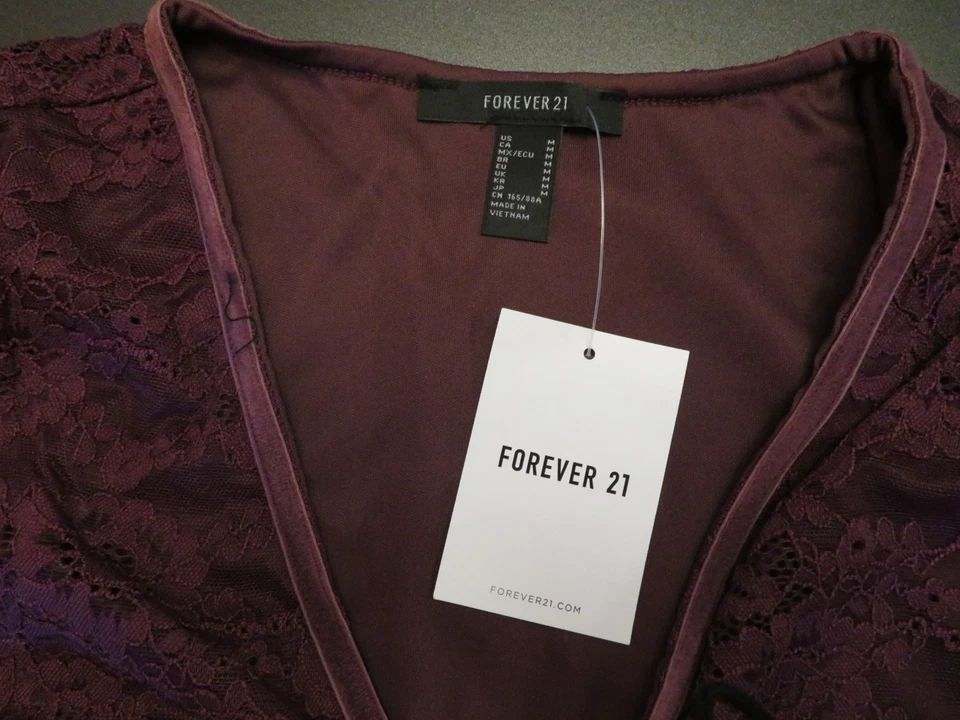 Новый с Ярлыками Forever 21 кружева чистый рукава merlot длинным рукавом мини-платье Sz Med - Изображение 2 из 4