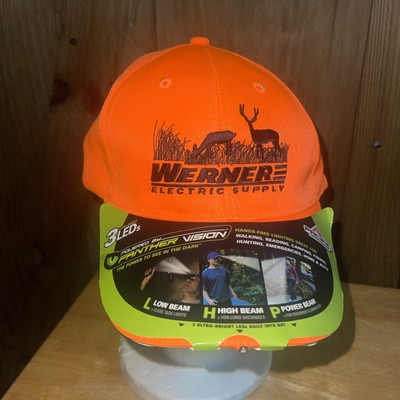 Werner Electric Supply orange Hat Cap 3 LED Light Modes Adjustable