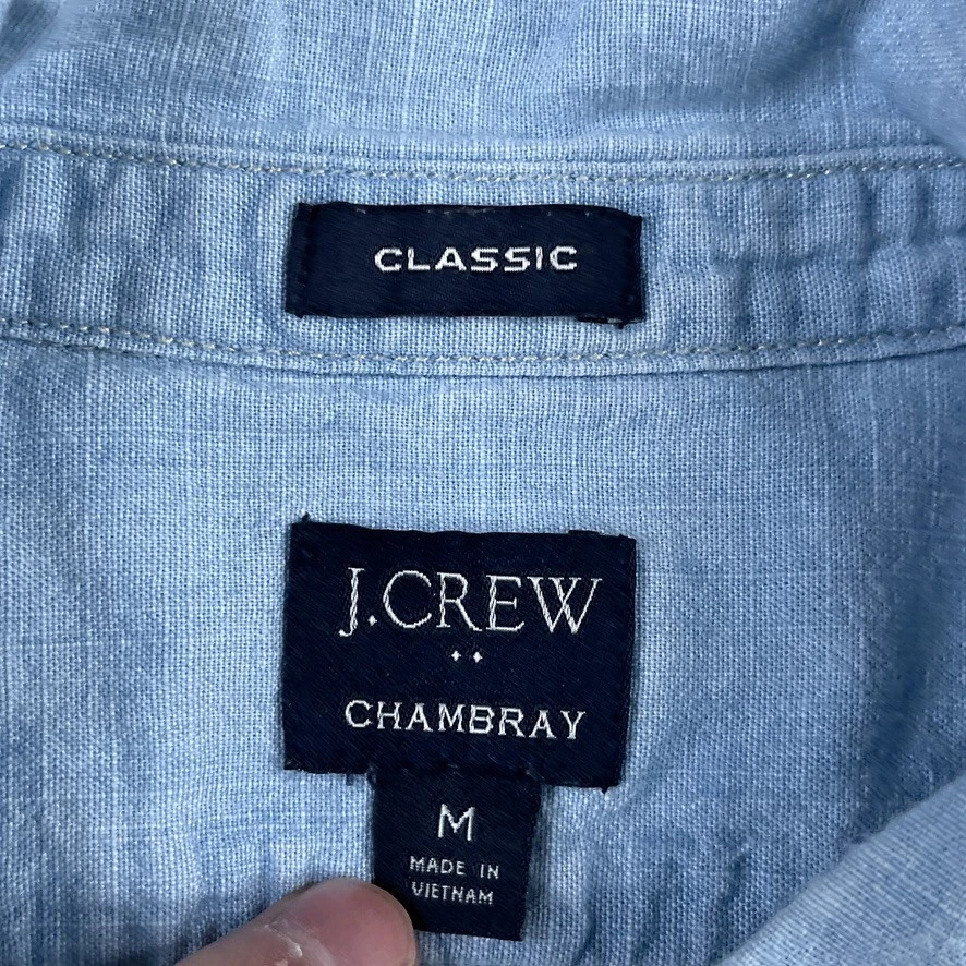 J Crew Shirt Mens Medium Blue Chambray Classic Utility Long Sleeve Button Up - Image 4 of 4