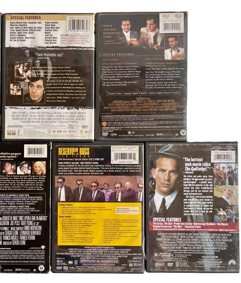 DVD Lot of 7 Mafia Gangster Movies GOODFELLAS Dogs BRASCO Millers 11 Disks Total - Imagem 4 de 4