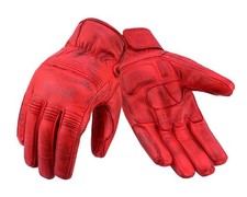 Red Leather Designer Motorcycle Gloves Premium Full Finger Outdoor Sport Riding
