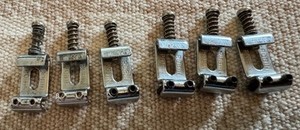 1980's SET 6 ROBIN RG RAIDER RANGER (STRAT) TREMOLO STAMPED STEEL SADDLES - RARE