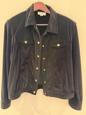 St. John Sport by Marie Gray Black Jacket Gold Button Collared Pockets Size M