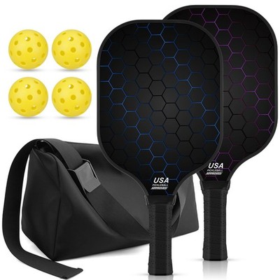 T300 Carbon Fiber Pickleball Paddles Set of 2 Lightweight Pickle Ball Rackets