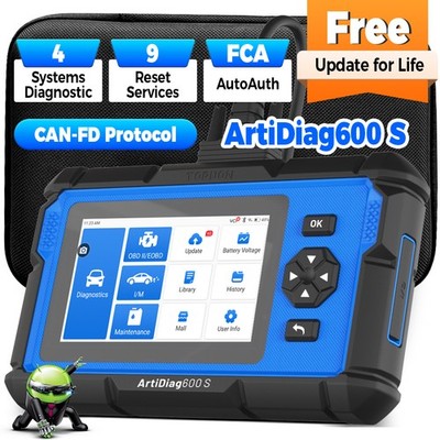 2026 TOPDON AD600S OBD2 Scanner 4 Systems Diagnostic ABS SRS Engine AT 9 Resets