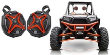 2 6.5" Roll Cage Roll Bar Tower SSV Speakers for Polaris RZR/XP/XP4 Red Grills