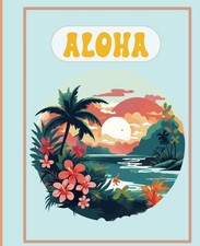 Lined notebook cute aloha tropical beach paradise island vibe blank journal