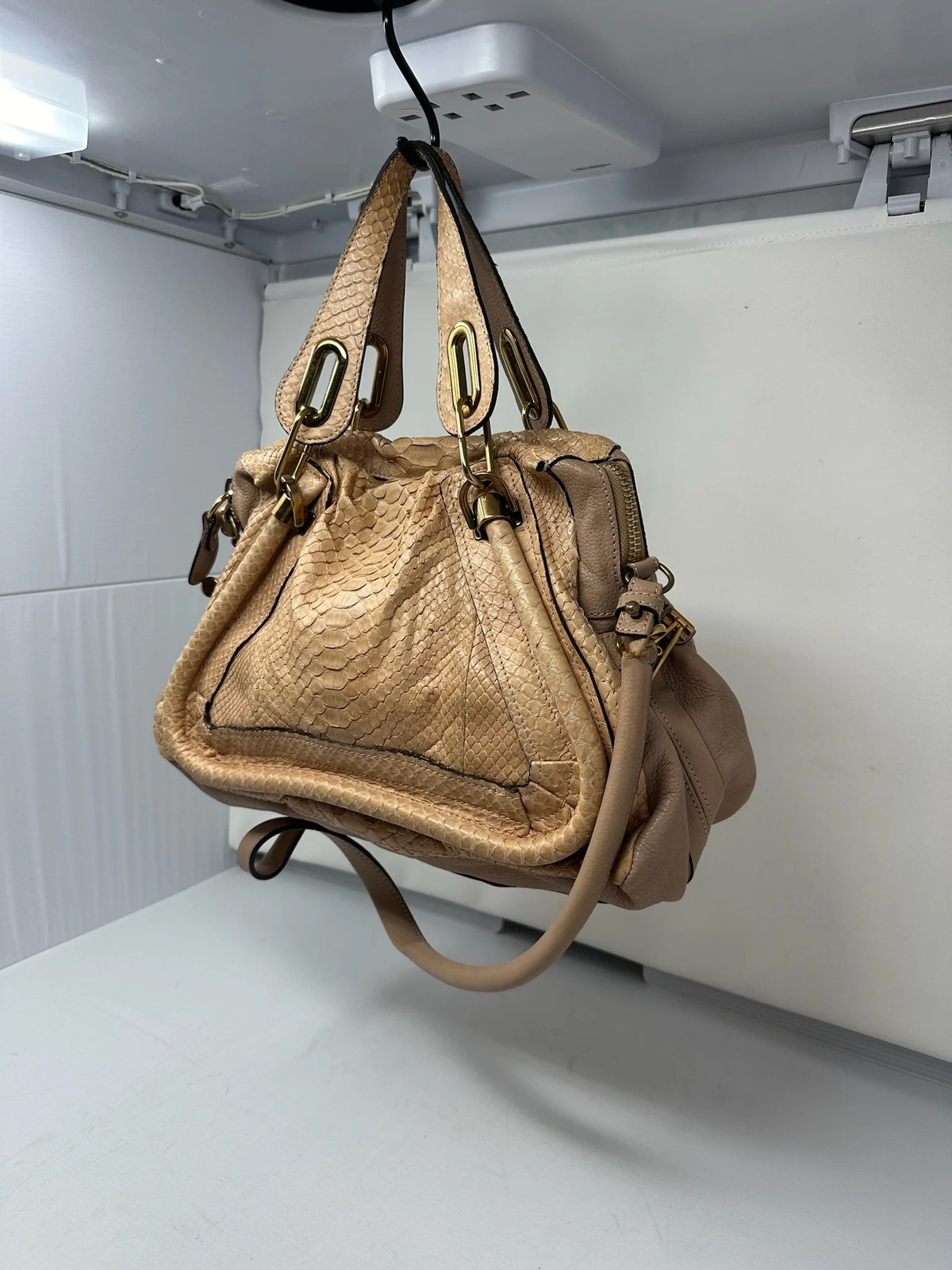 Chloe Paraty Beige Python with Shoulder Strap - image 5