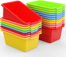 20 Plastic Book Bins for Classroom Home - Stacking Storage Containers