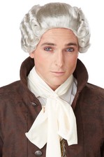 Men 18th Century Grey Peruke Colonial British Judge Costume Wig