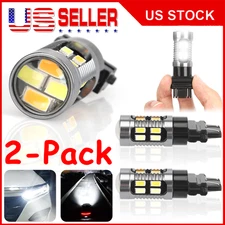 2X 3157 3156 Switchback LED Turn Signal Light DRL Bulbs White Amber 4157na 3457a