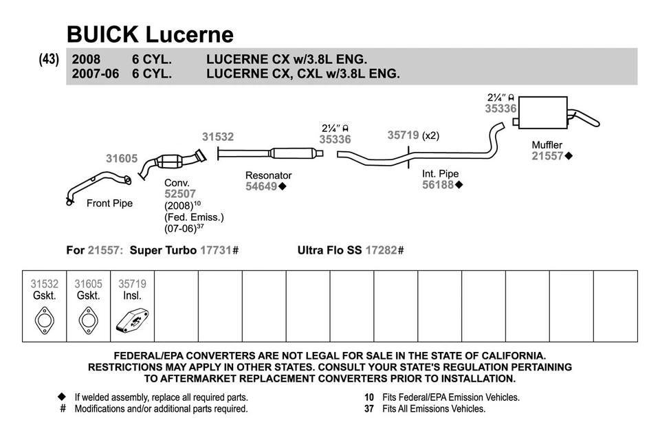 For Buick Lucerne 06-08 Exhaust Muffler Quiet-Flow Stainless Steel Oval - Image 3 of 4
