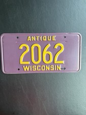 Plaque d'immatriculation Wisconsin 1970-1980 ANCIENNE 2062 type pli partiel