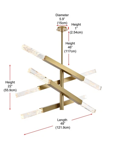 Elegant Lighting Ari 4-Bar Pendant in Satin Gold - Picture 8 of 8