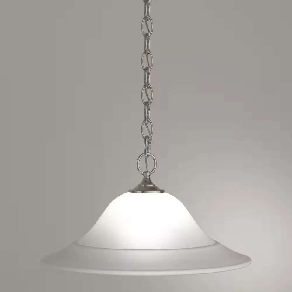 Colgante Trinity de 1 luz de níquel cepillado con vidrio grabado Foto 3 de 4