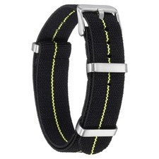 Elastic Nylon Watch Band 18mm Waterproof One-Piece Watch Strap, Black/Yellow
