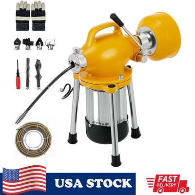 #ad 66FT x 5 8quot; Portable Drain Cleaning Machine Auto Feed Electric Auger Sewer Snake $169.99