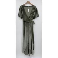 Baltic Born Dress Womens 3XL Green Velvet Glitter Wrap Maxi Wedding Garden NEW