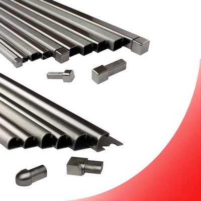 Edelstahlschiene Fliesenprofil Eckstücke & Muster Edelstahl V2A L250cm H6mm-12mm
