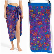 Steven Hein Australia Sarong Pareo Purple Fish Starfish Shells Vintage Colorful
