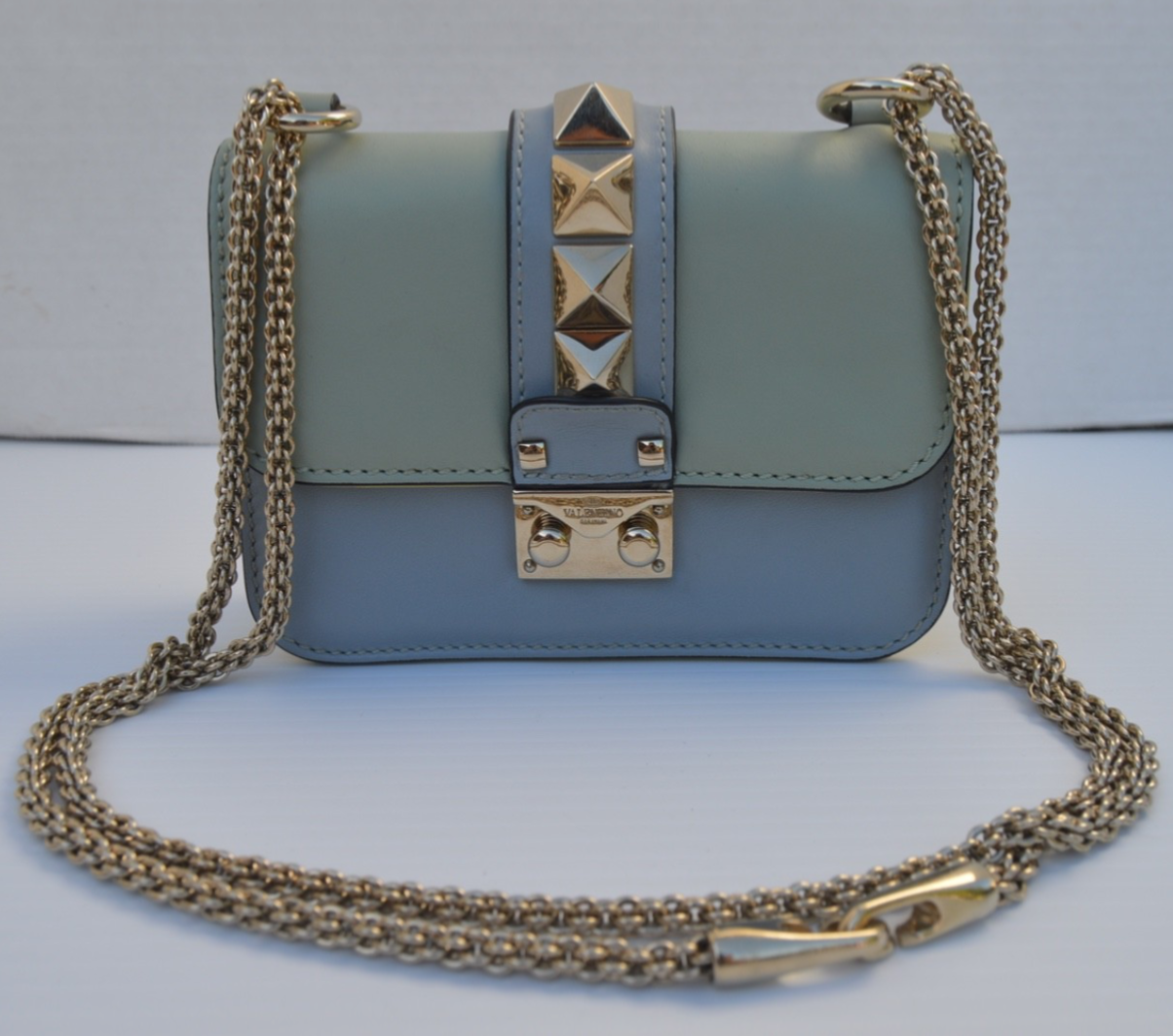 Valentino Glam Lock Mini Leather Silver Chain Bag