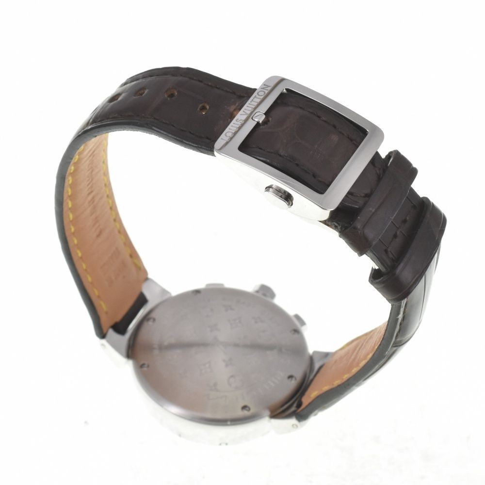 Louis Vuitton Tambour Chronograph Q1321 Women's Watch SS Leather Brown Used From thumbnail 5