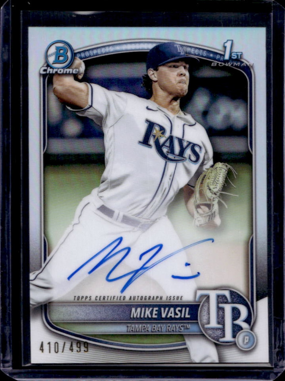 2025 Bowman Mike Vasil Chrome Auto Refractor 1st #410/499 Rays