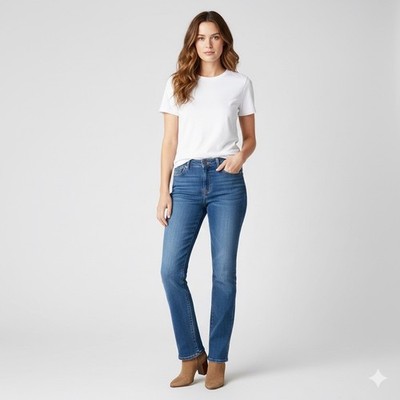 Lee Womens Size 16P Petites Regular Fit Boot Cut Mid Rise Blue Jeans Denim
