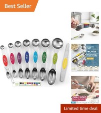 Stainless Steel Magnetic Measuring Spoons - Space-saving Kitchen Essential Set