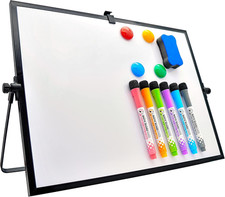 Desktop Dry Erase Board - 16In X12In Double Sided Stylish Black Frame Magnetic D