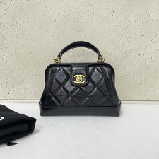 Chanel Black Quilted Lambskin Frame Doctor Bag 24A Collection Gold Tone Hardware