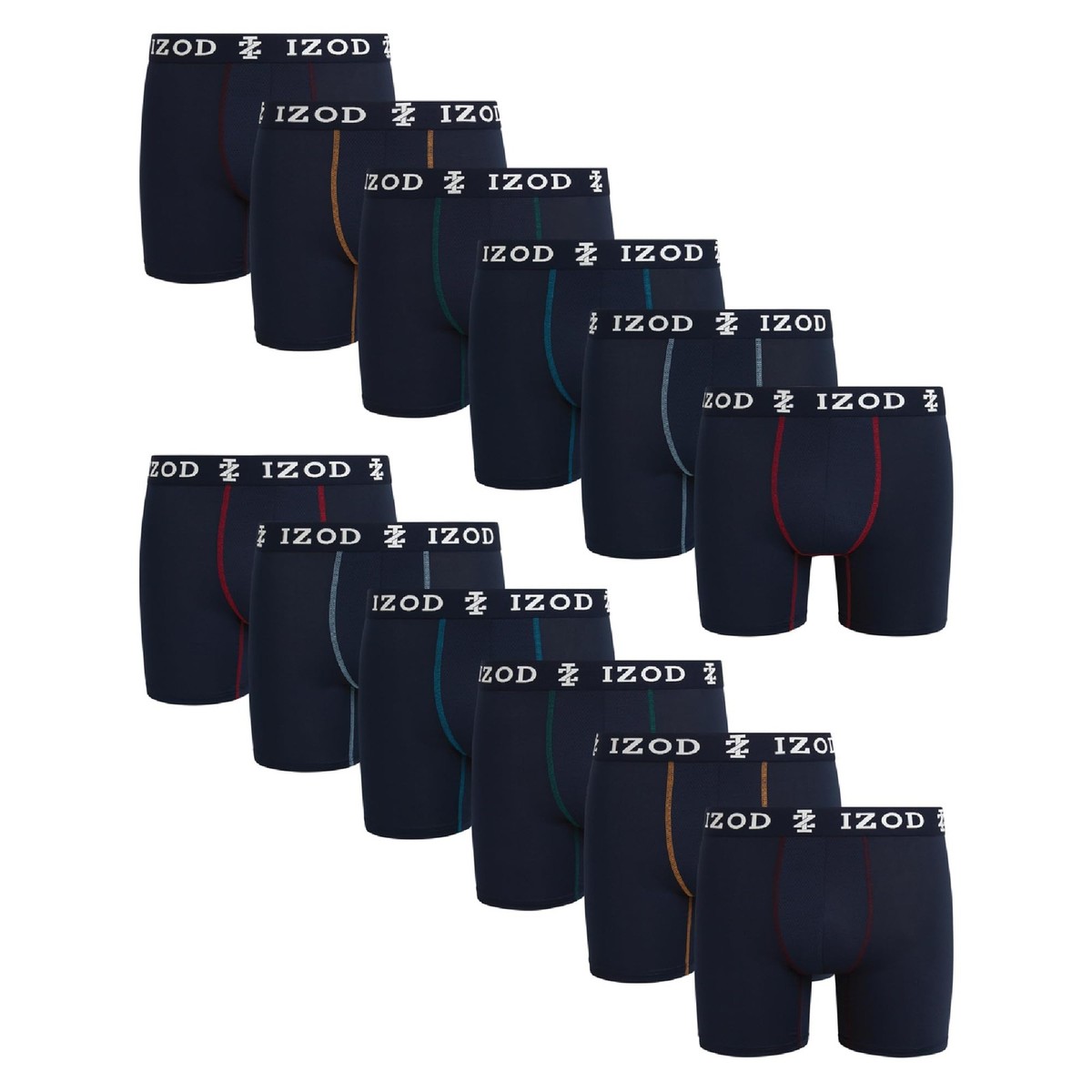 IZOD Mens Boxer Briefs - 12 Pack Ultra Soft Stretch Small, All