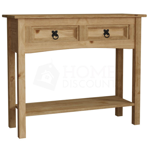 Corona Console Table 2 Drawer Mexican Solid Waxed Pine Storage Furniture Unit - Picture 8 of 8