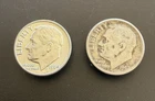 1964 Roosevelt Dime UNC & 1947 S Roosevelt Dime Circ - 10C - 90% silver 2 Dimes
