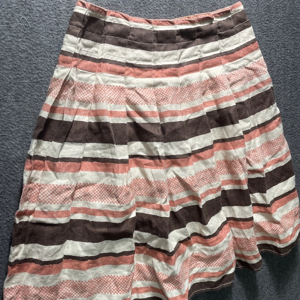 Falda midi CITY DKNY marrón rosa tostado para mujer 10 100 % lino calce y acampanada/línea A Foto 2 de 4