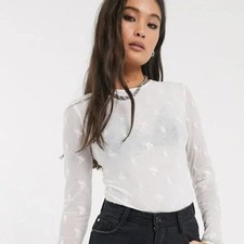 NWT Free People Make Out Mesh Bodysuit Ivory Size Small