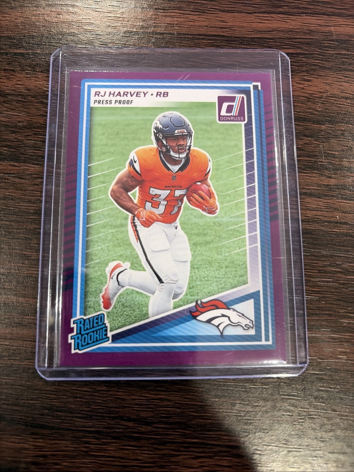 2025 Panini Donruss - Rated Rookie RJ Harvey #312 Purple Press Proof (RC)