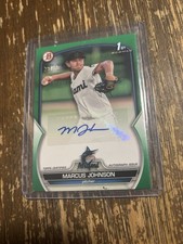 2023 BOWMAN MARCUS JOHNSON ROOKIE AUTO GREEN PARALLEL #/99 RAYS MARLINS