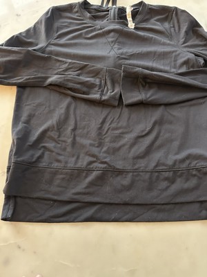 Lululemon Womens Size 8 Black Warm Up Crew Neck Long Sleeve Shirt Zipper Back