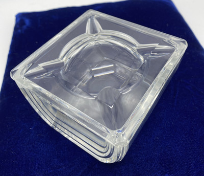 Val St Lambert Crystal Cigarette Box With Beveled Ashtray Lid 