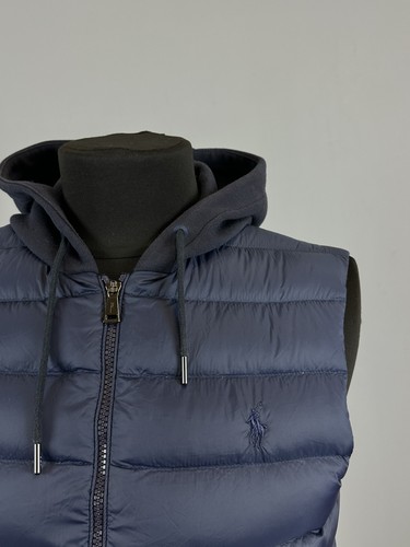 POLO RALPH LAUREN Men's 100% Duck Down Puffer Blue Hooded Vest Jacket Size M - Picture 3 of 13