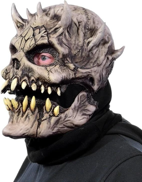 Men`s King of Devils Mask Adult Scary Skeleton Halloween Face Mask Moving Jaw - Image 3 of 4