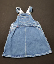 Tommy Hilfiger Girls Denim Overall Dress Size 5 Knee-Length Blue Pockets