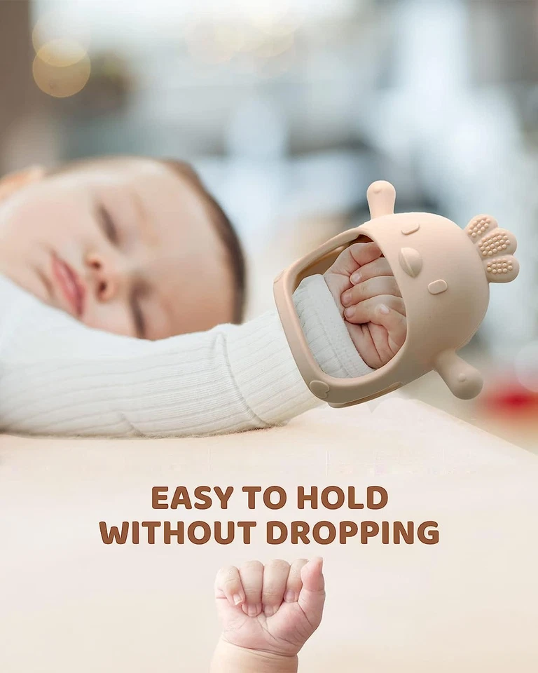 2 Pack Baby Teething Mitten Silicone Teether Toy 0–12M BPA Free - Image 3 of 4