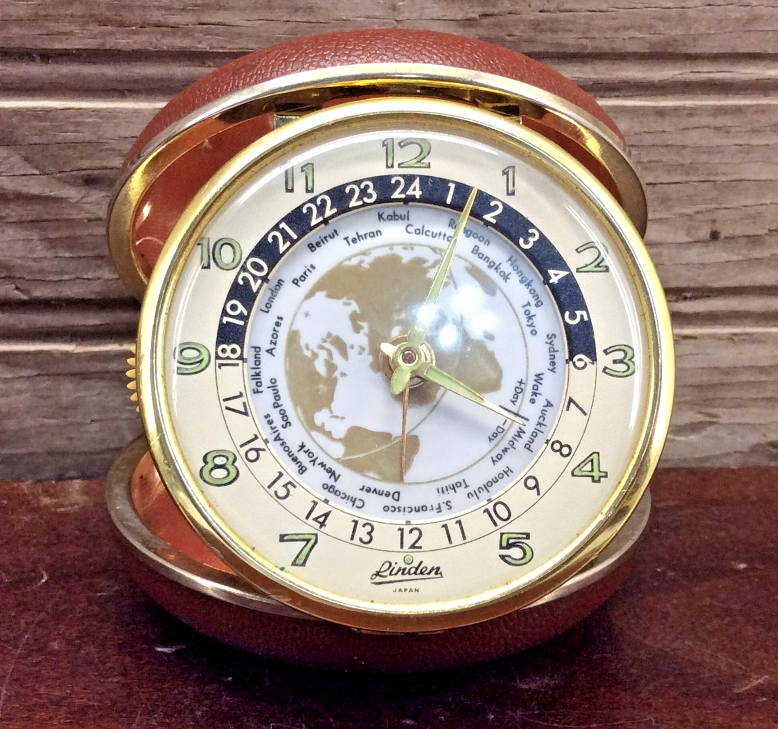 Linden World Travel Alarm Clock Folding Mechanical Vintage Japan