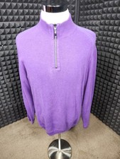 Tommy Bahama Sweater 1/4 Zip Reversible Knit Mens L Purple Pullover Casual