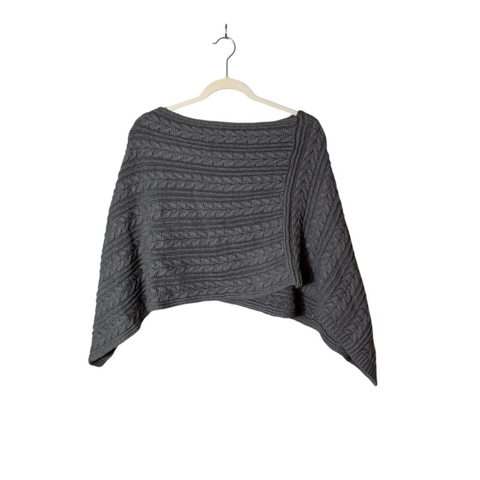 Loft Cable Knit Chunky Shrug Poncho OS Bohemian Preppy Cottagecore Whimsigoth - Image 3 of 4